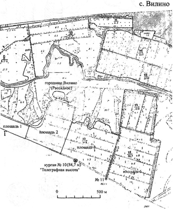 Илл. 2. Карта землепользования (Песчановский и Вилинский с/с с указанием объектов разведок)