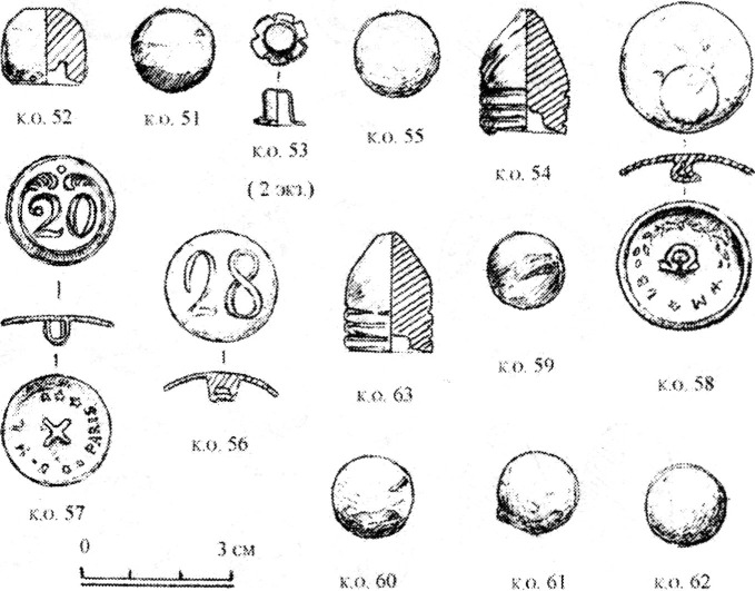 Илл. 5. Находки с площади № 5 (к.о. 51—63) Илл. 5. Находки с площади № 5 (к.о. 51—63)