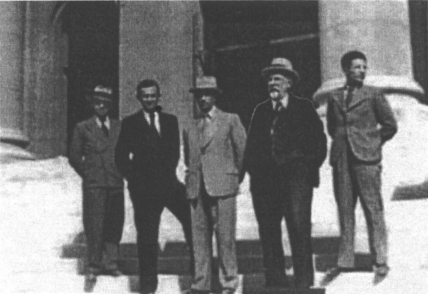 Н.П. Краснов с сербскими коллегами перед зданием югославского парламента (фотография периода 1936—39 гг.). N.P. Krasnov with his Serbian colleagues in front of the building of Yugoslav Parliament (photo of 1936—1939) Н.П. Краснов с сербскими коллегами перед зданием югославского парламента (фотография периода 1936—39 гг.). N.P. Krasnov with his Serbian colleagues in front of the building of Yugoslav Parliament (photo of 1936—1939)