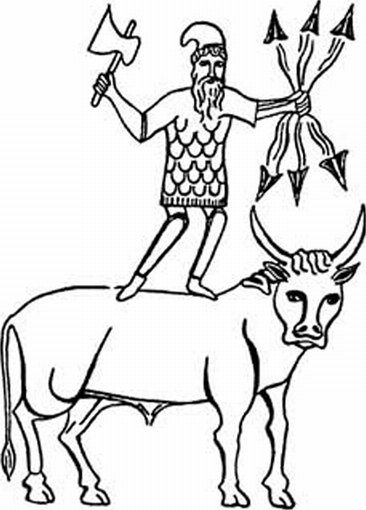 Юпитер Долихен. Изображение на серебряной пластинке из Франкфурт-Хеддельсхайма (по М. Спейделу) Юпитер Долихен. Изображение на серебряной пластинке из Франкфурт-Хеддельсхайма (по М. Спейделу)