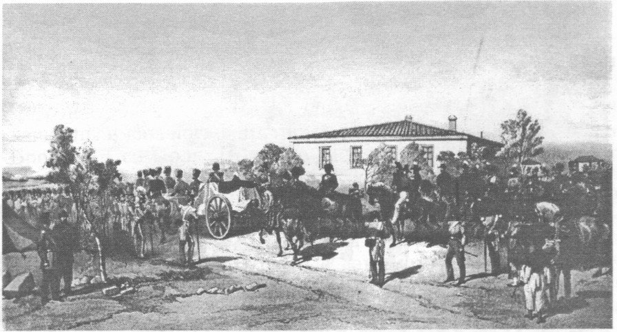 Прощание с лордом Рагланом. Хутор генерала А.Б. Бракера. Из альбома В. Симпсона Прощание с лордом Рагланом. Хутор генерала А.Б. Бракера. Из альбома В. Симпсона