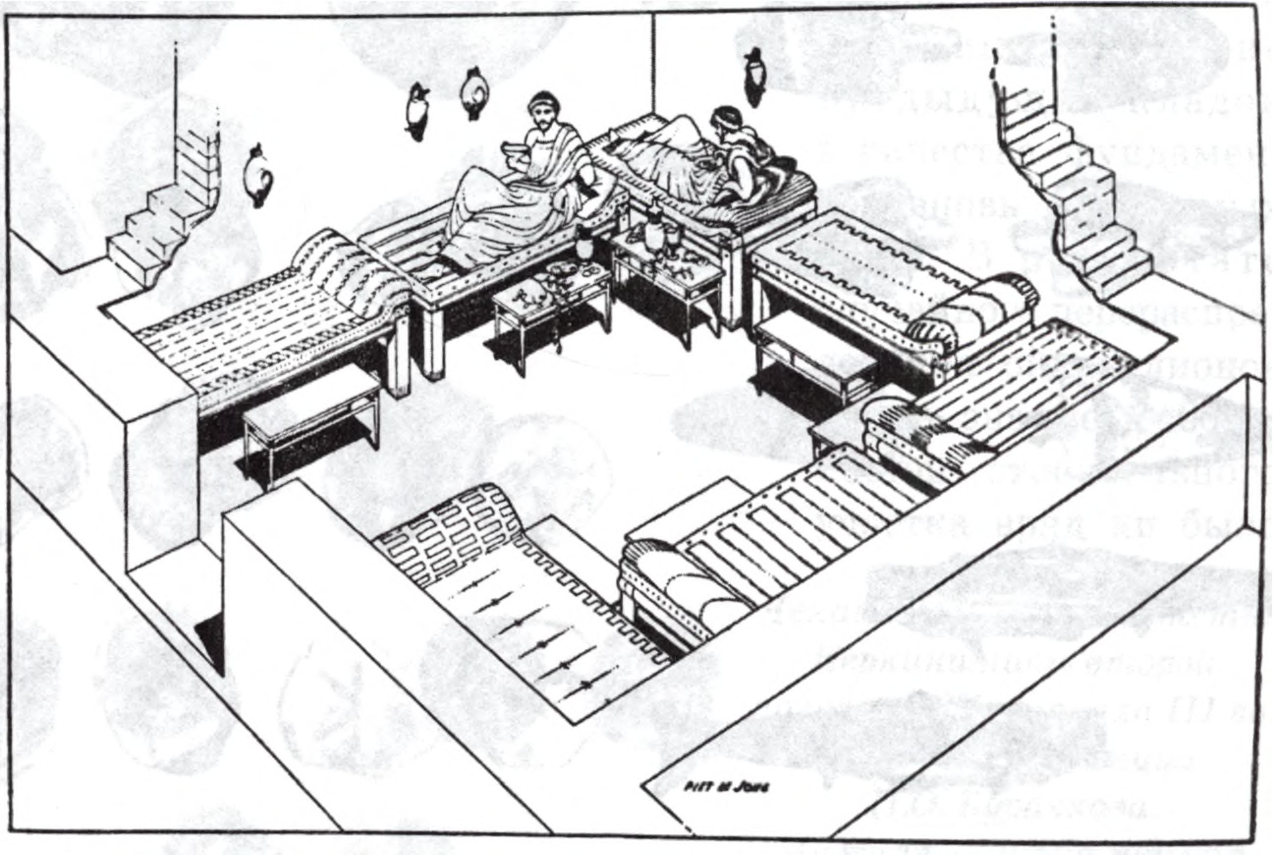 Трапеза в андроне. Реконструкция Томпсона (1954 г.)