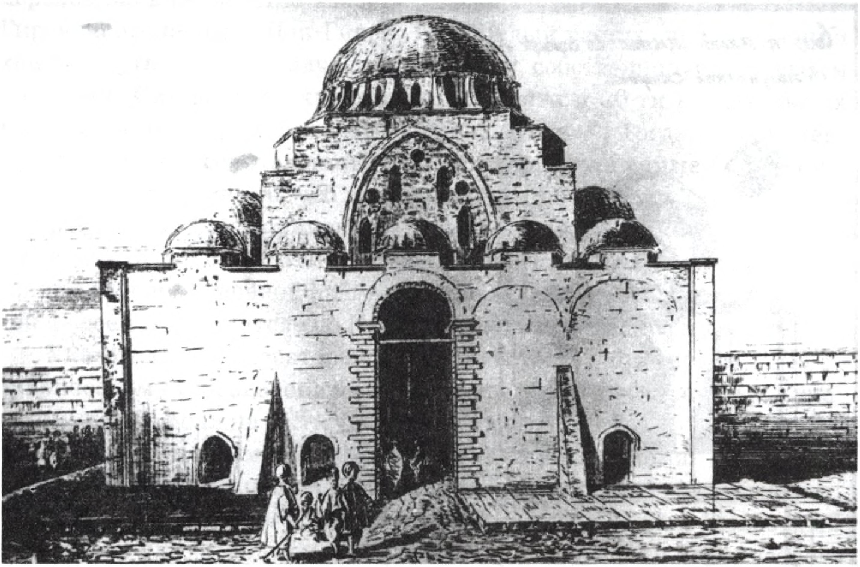 Северный фасад Хан-Джами. Чертеж И. Якубинского. 1836 г.