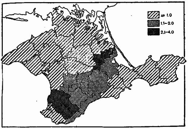 Удельный вес садов (в процентах ко всей земельной площади) Удельный вес садов (в процентах ко всей земельной площади)