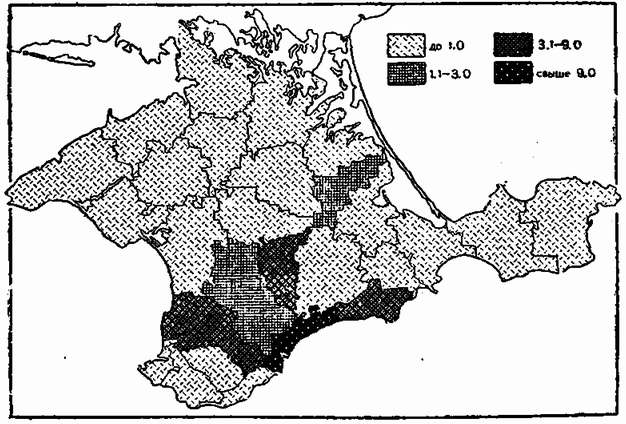 Удельный вес эфиромасличных культур (в процентах ко всей посевной площади) Удельный вес эфиромасличных культур (в процентах ко всей посевной площади)