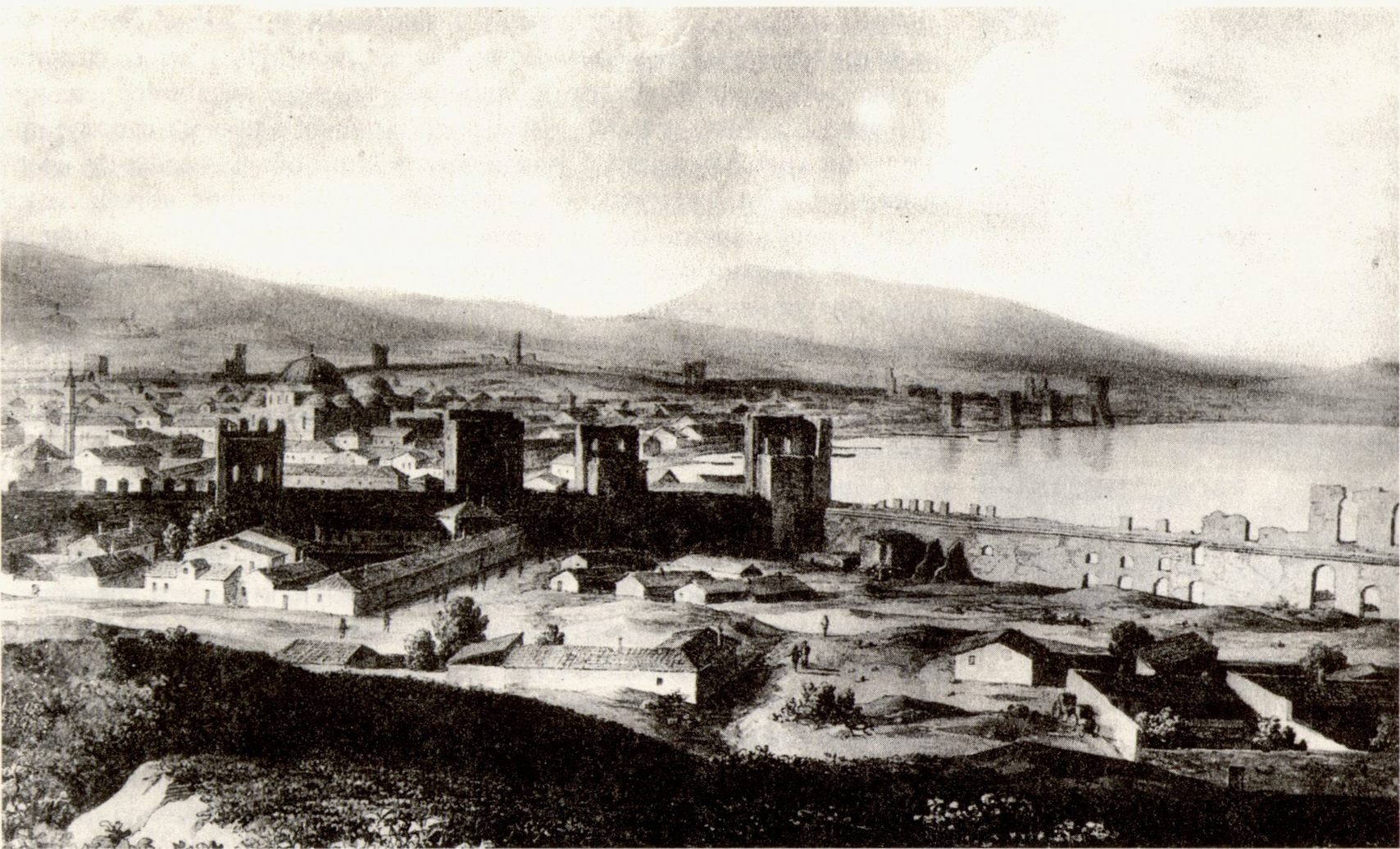 Общий вид Каффы со стороны Карантинного холма. Рисунок из альбома К. Кюгельхена. 1820