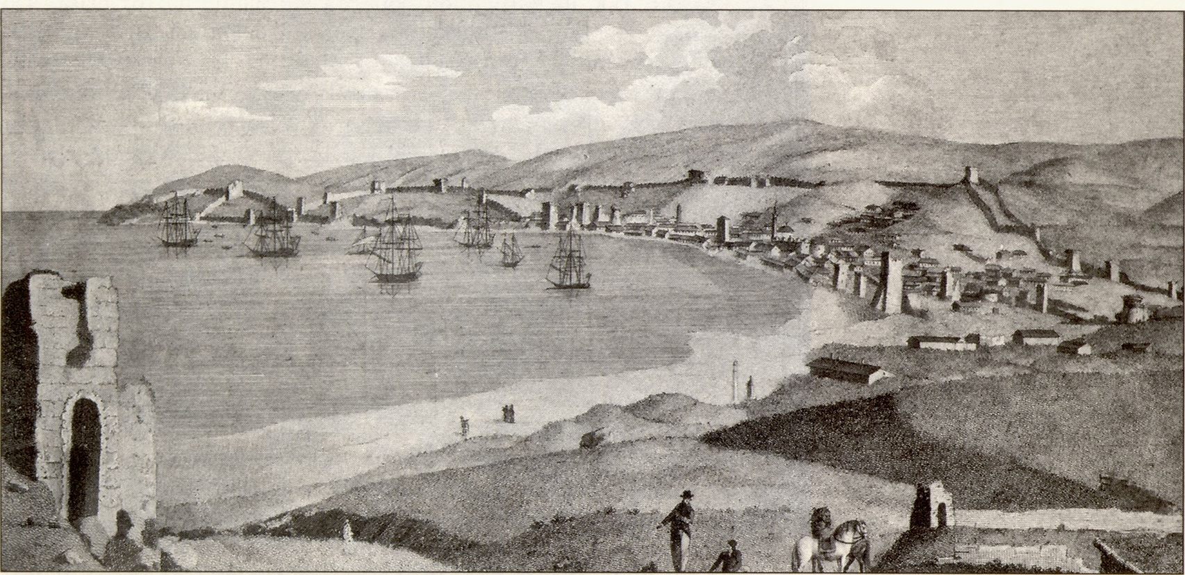 Общий вид Феодосии конца XVIII в. Рис. из книги П. Палласа Общий вид Феодосии конца XVIII в. Рис. из книги П. Палласа