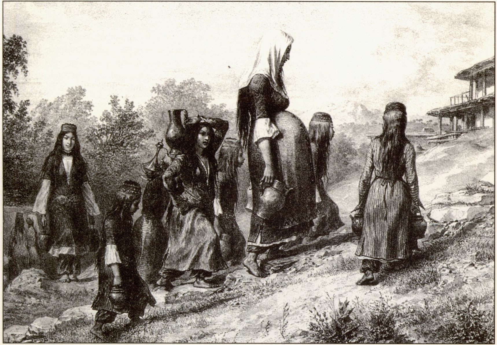 У источника. Татарские женщины с кувшинами воды. Из альбома К. Босолли У источника. Татарские женщины с кувшинами воды. Из альбома К. Босолли