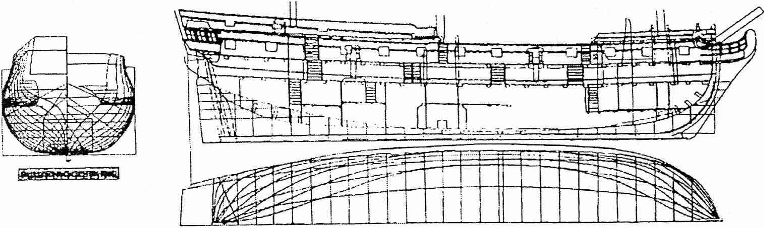 Теоретический чертеж 32-пушечных фрегатов типа «Первый» Теоретический чертеж 32-пушечных фрегатов типа «Первый»