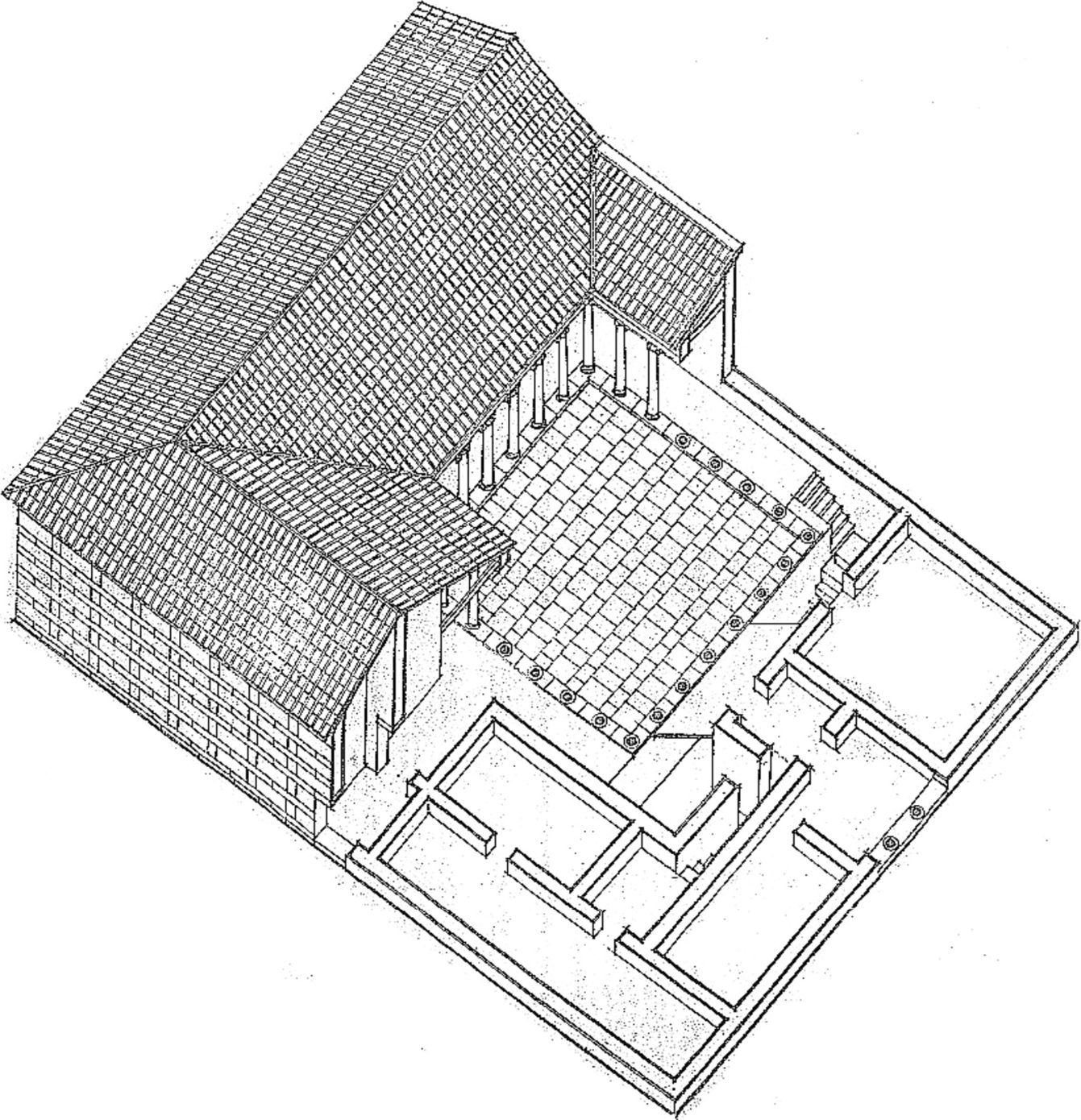 Эллинистический дом в центральной части Херсонесского городища (аксонометрическая реконструкция, по И. Снитко)