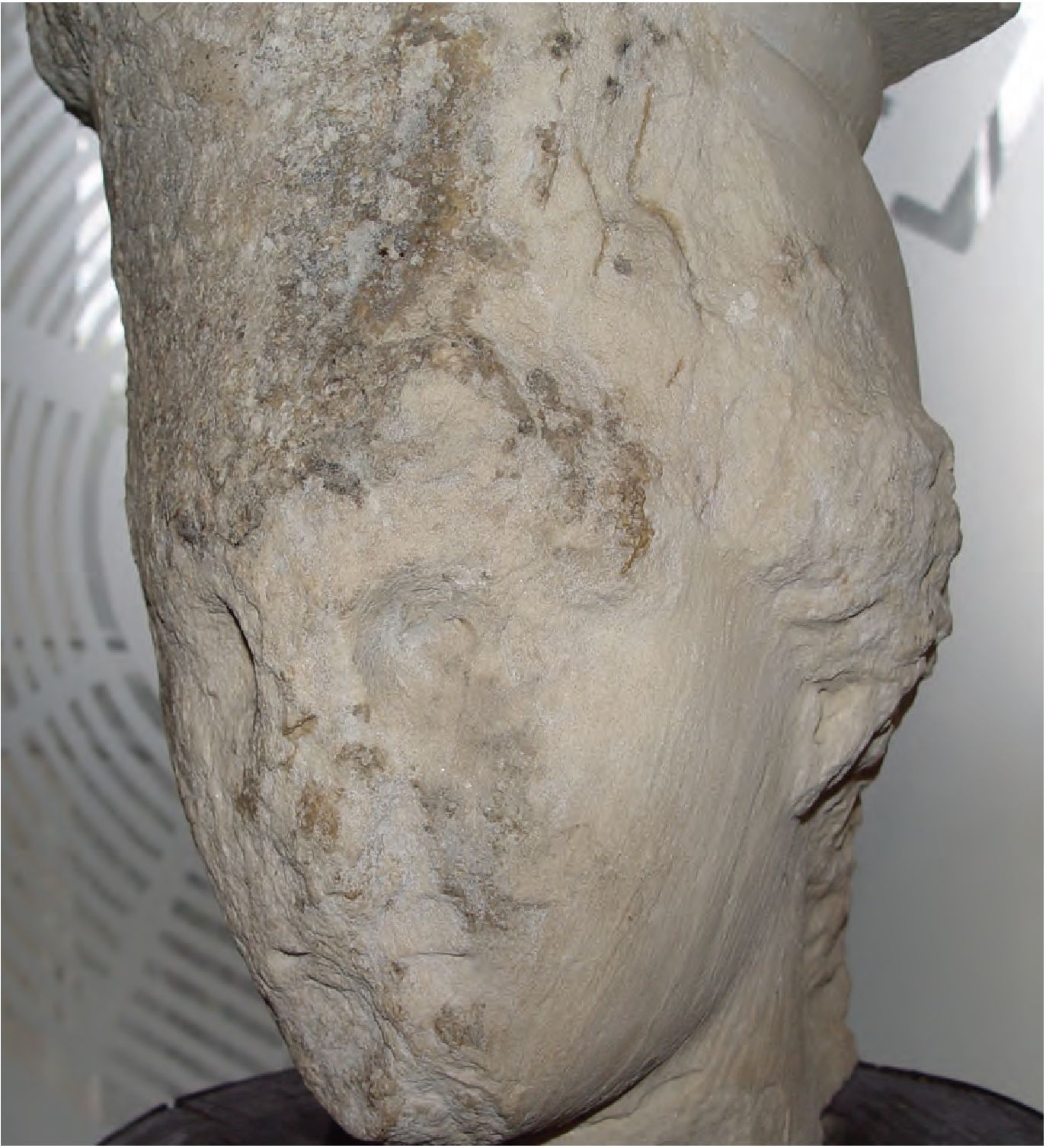 45. Голова кариатиды, мрамор, середина IV—III в. до н. э.