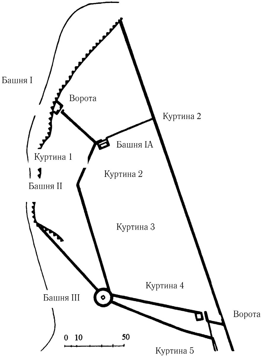 Рис. 5. План северо-западной линии крепостных стен по И.А. Антоновой