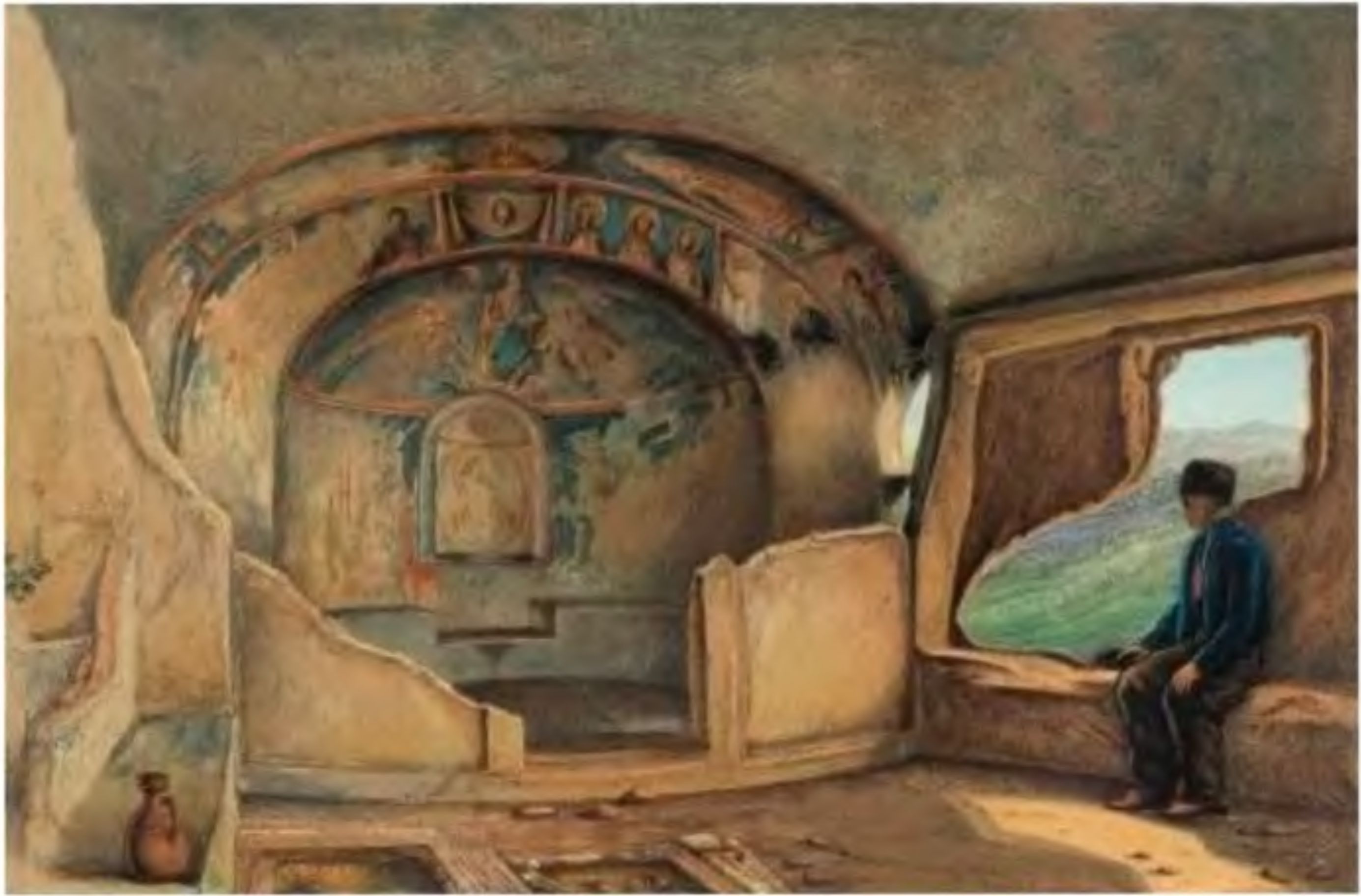Южный монастырь. Вид на апсиду пещерной церкви. Из альбома М. Вебеля