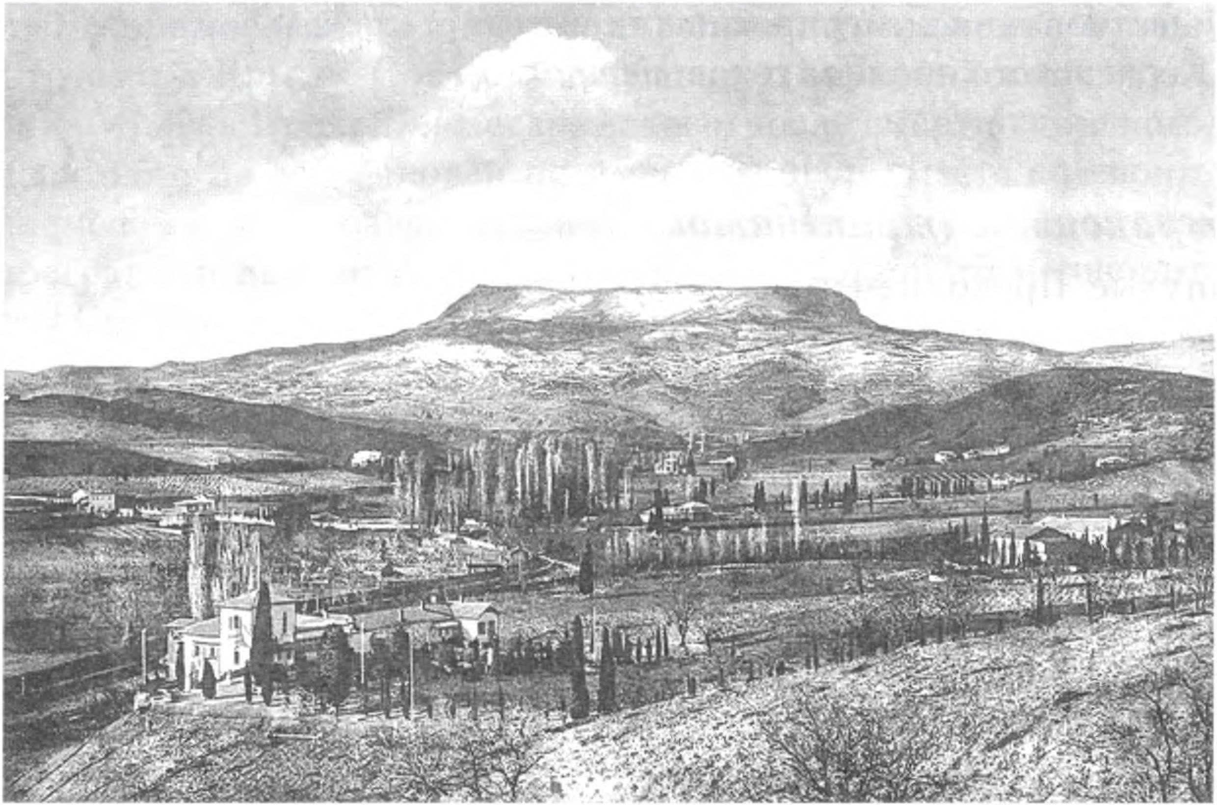 Панорама горы Чатыр-Даг со стороны Алушты (почтовая открытка начала XX века) Панорама горы Чатыр-Даг со стороны Алушты (почтовая открытка начала XX века)