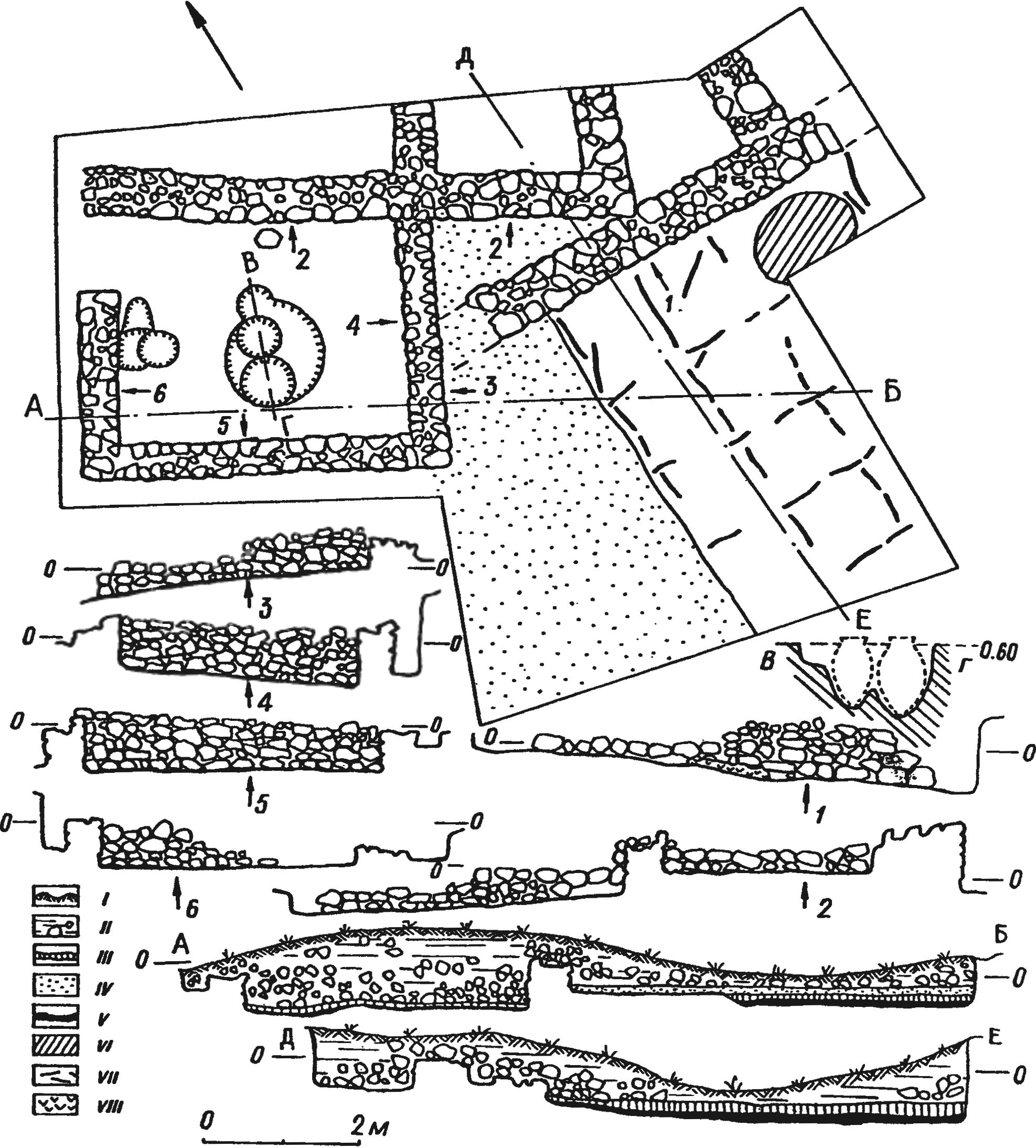 Рис. 105. Пампук-Кая. Дом XIV в., из которого происходит комплекс сосудов «западно-кавказского» типа Рис. 105. Пампук-Кая. Дом XIV в., из которого происходит комплекс сосудов «западно-кавказского» типа