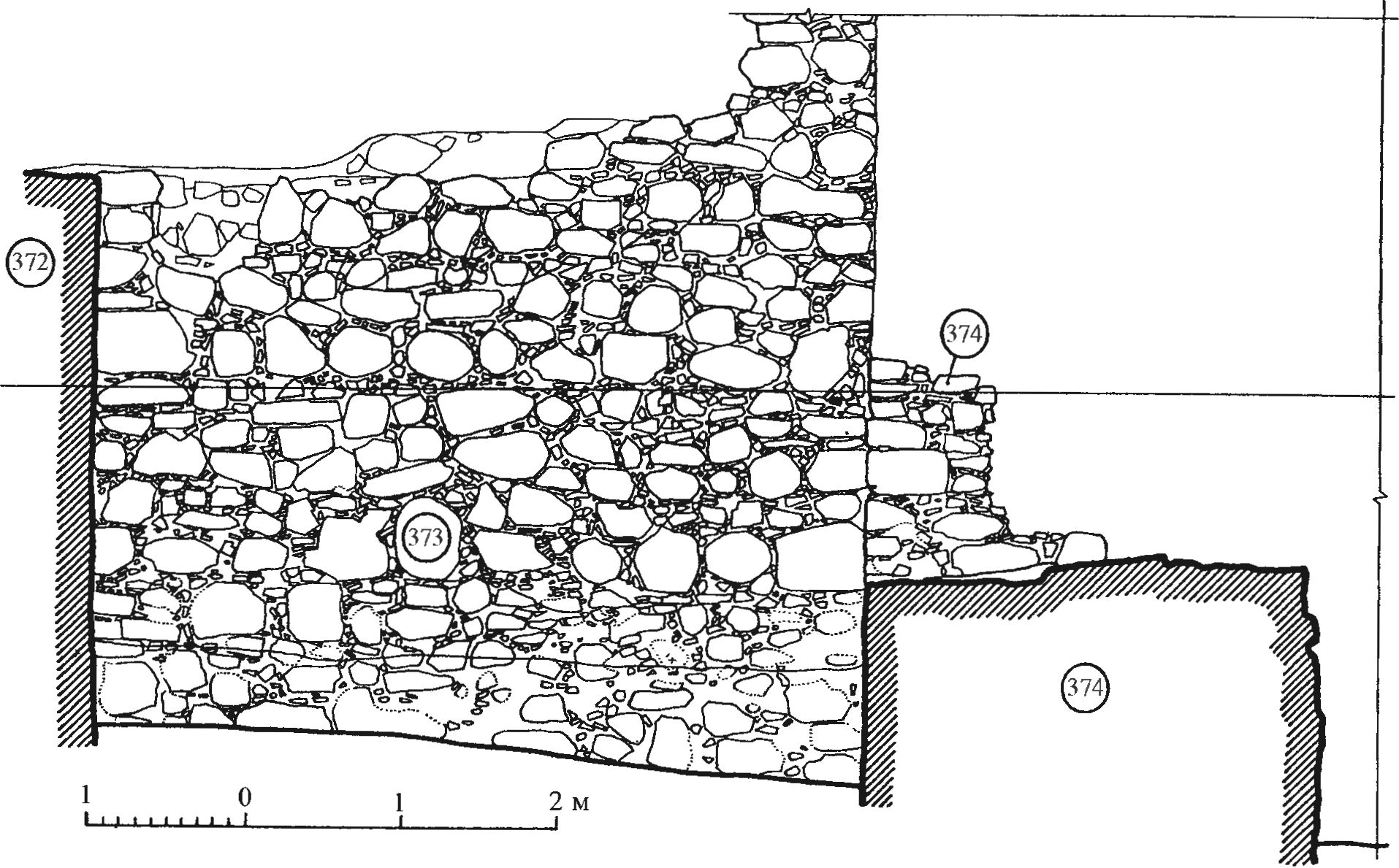 Рис. 176. Северо-восточная стена башни Орта-Куле. Вид изнутри и юго-запада Рис. 176. Северо-восточная стена башни Орта-Куле. Вид изнутри и юго-запада