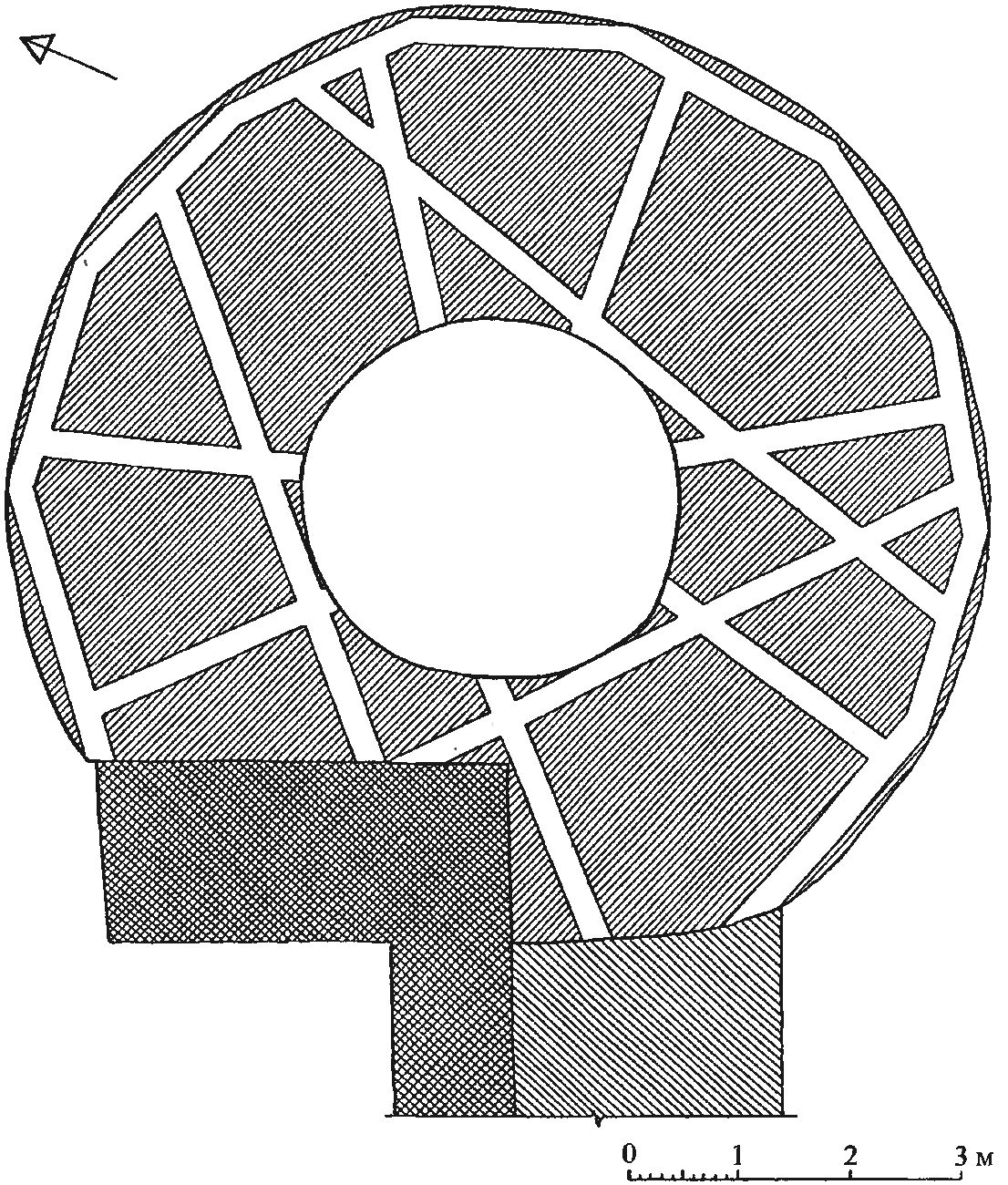 Рис. 213. План-схема расположения сантрачной системы в башне Ашага-Куле Рис. 213. План-схема расположения сантрачной системы в башне Ашага-Куле