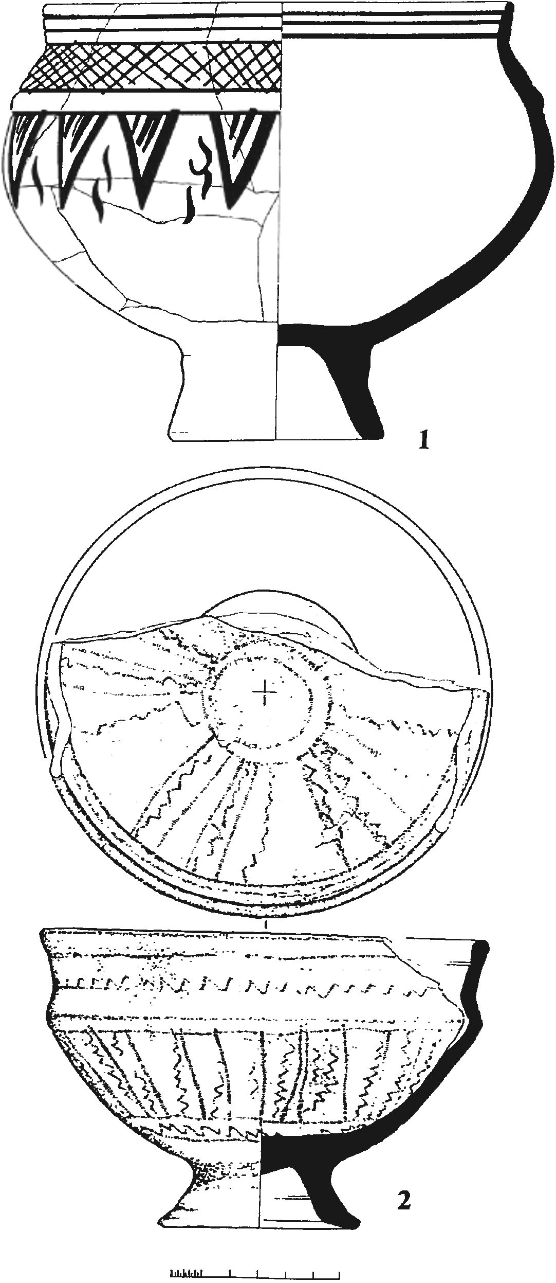Рис. 226. Красноглиняные поливные чаши XV в. на высоких кольцевых поддонах из раскопок генуэзской Лусты Рис. 226. Красноглиняные поливные чаши XV в. на высоких кольцевых поддонах из раскопок генуэзской Лусты