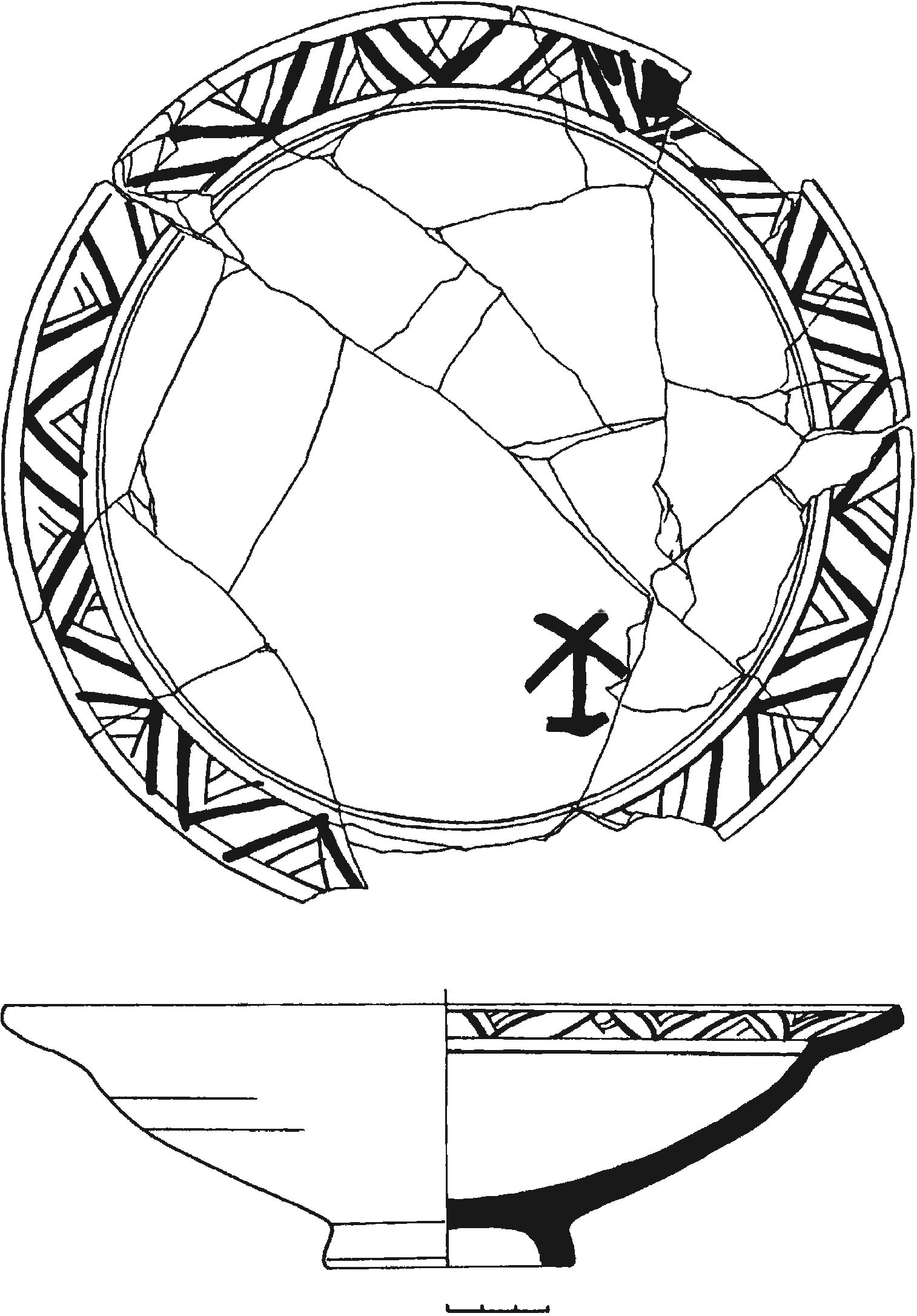 Рис. 272. Красноглиняное поливное блюдо из слоя пожара 1434 г. башни Барнабо Грилло генуэзской крепости Чембало Рис. 272. Красноглиняное поливное блюдо из слоя пожара 1434 г. башни Барнабо Грилло генуэзской крепости Чембало