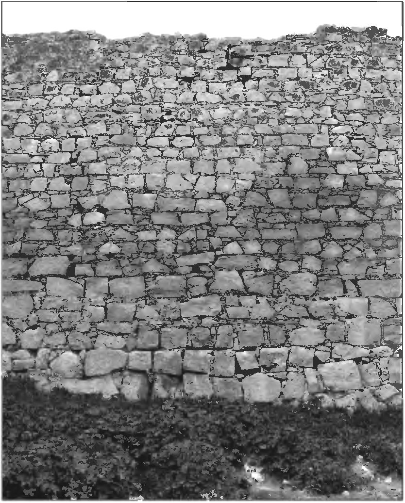 Рис. 277. Деталь кладки куртины, примыкающей к башне «Климента VI». Вид с юго-запада Рис. 277. Деталь кладки куртины, примыкающей к башне «Климента VI». Вид с юго-запада