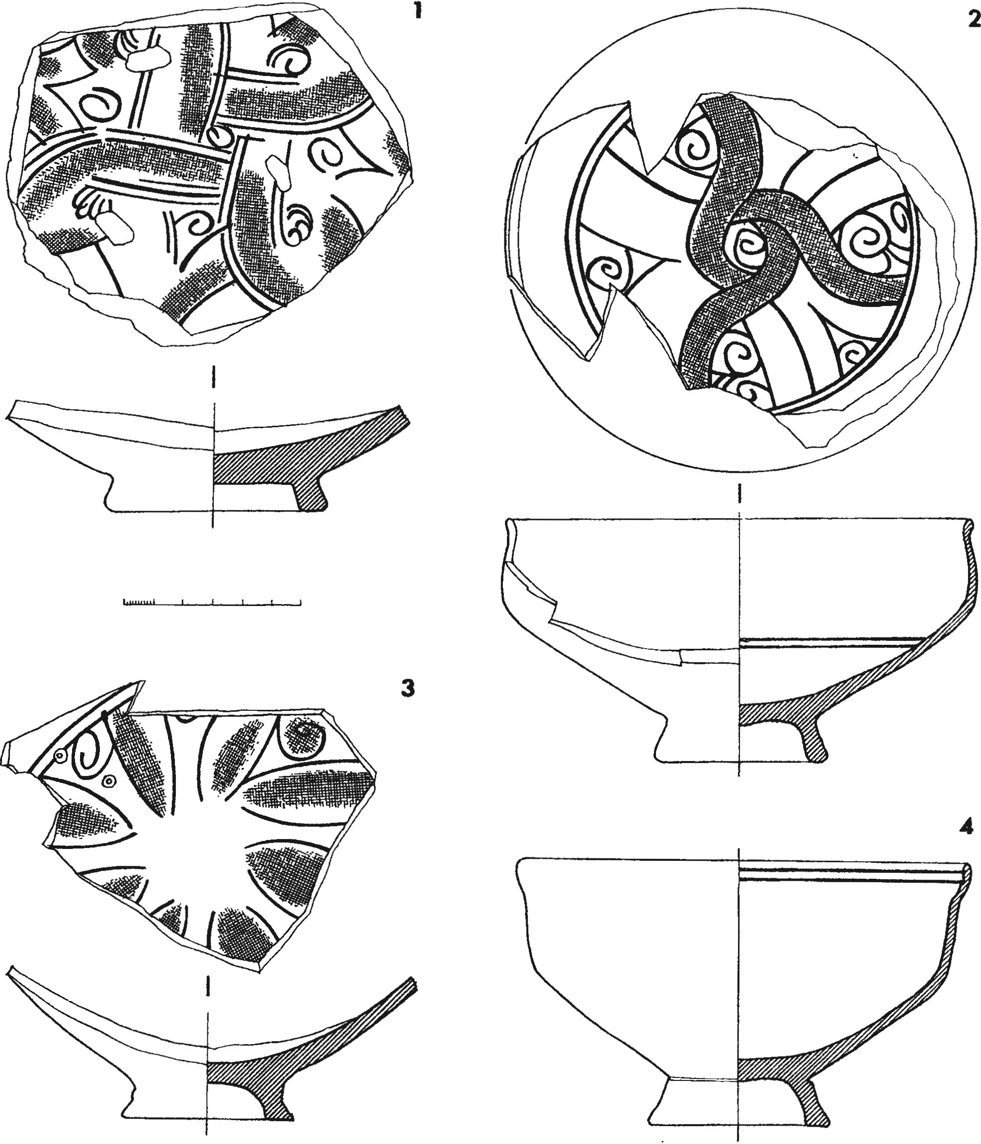 Рис. 70. Поливные сосуды из слоя пожара 1434 (?) г. в помещении IX крепости Фуна Рис. 70. Поливные сосуды из слоя пожара 1434 (?) г. в помещении IX крепости Фуна