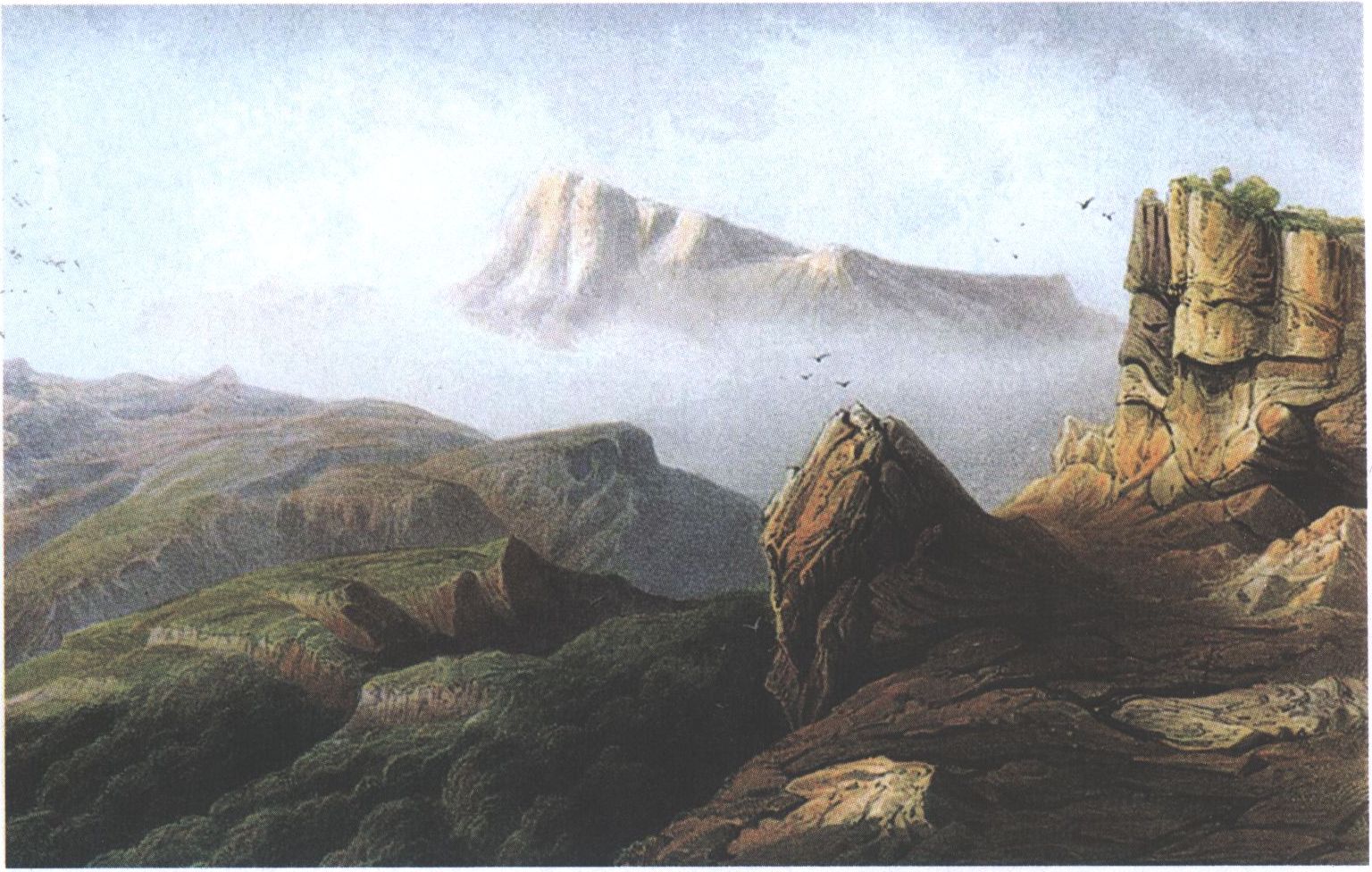 К. Боссоли. Гора Чатыр-Даг. Литография. 1840—1842 гг. К. Боссоли. Гора Чатыр-Даг. Литография. 1840—1842 гг.