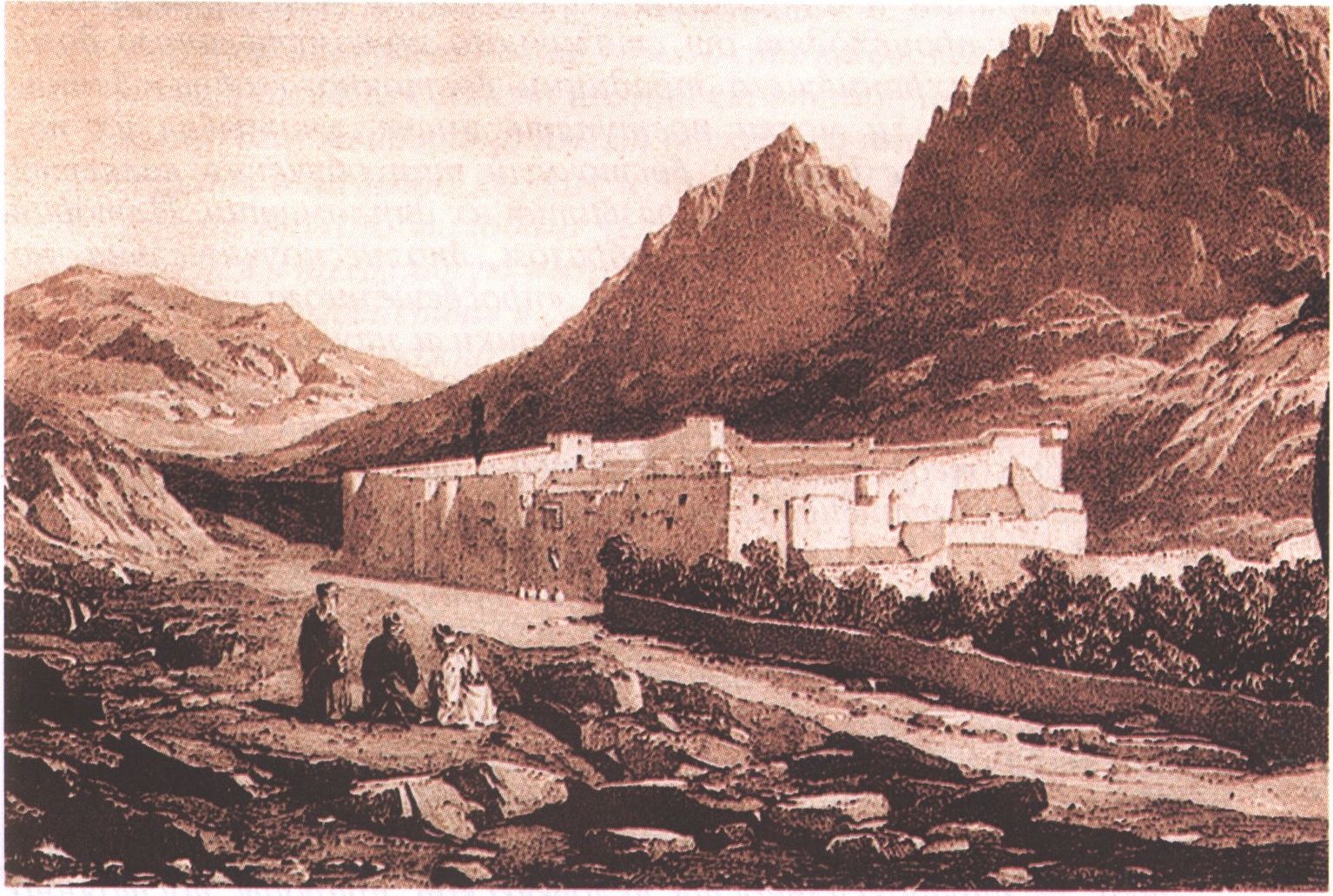 Иллюстрация из альбома У. Ньюнема «Исход. Иллюстрации, состоящие из видов, которые были взяты с рисунков, сделанных во время путешествия в Петрейскую Аравию в 1828 году» (Лондон, 1830) Иллюстрация из альбома У. Ньюнема «Исход. Иллюстрации, состоящие из видов, которые были взяты с рисунков, сделанных во время путешествия в Петрейскую Аравию в 1828 году» (Лондон, 1830)