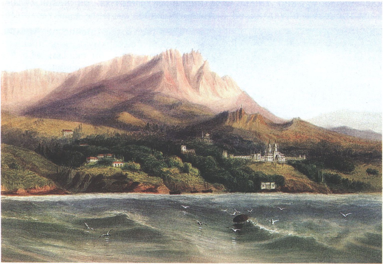 К. Боссоли. Дворец князя Воронцова в Алупке. Литография. 1840—1842 гг. К. Боссоли. Дворец князя Воронцова в Алупке. Литография. 1840—1842 гг.