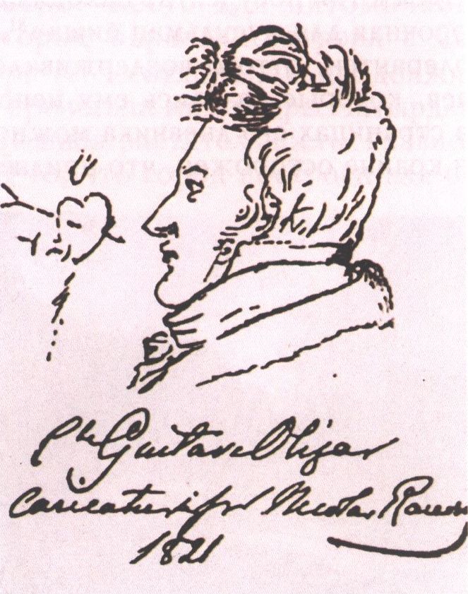 Густав Олизар (1798—1865). Рисунок Н. Раевского-младшего. 1821 г. Густав Олизар (1798—1865). Рисунок Н. Раевского-младшего. 1821 г.