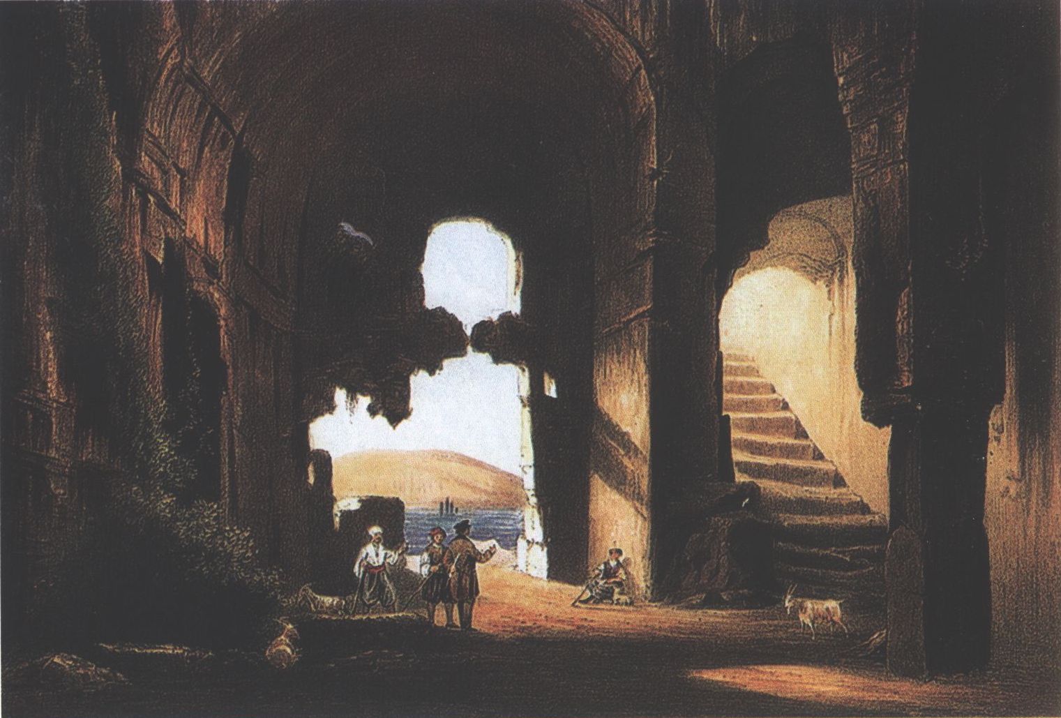 К. Боссоли. Интерьер раннехристианской церкви в Инкермане. 1840—1842 гг. Литография К. Боссоли. Интерьер раннехристианской церкви в Инкермане. 1840—1842 гг. Литография