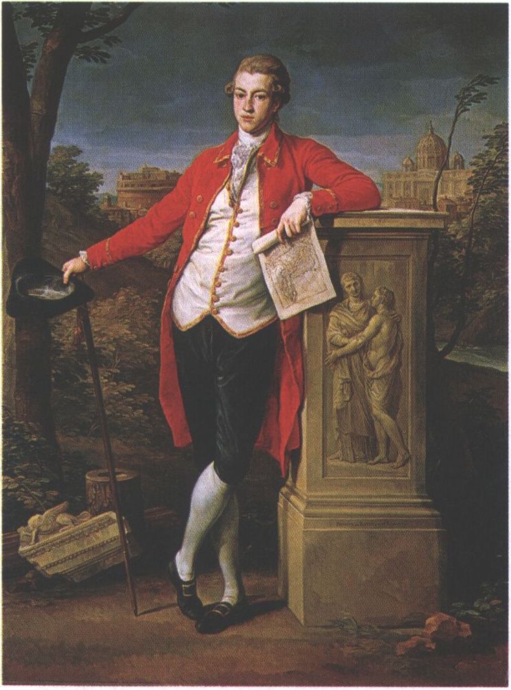 П. Батони. Портрет Фрэнсиса Бассета во время гран-тура в Риме. На фоне замка Сент-Анджело и базилики Святого Петра. Х., м. 1778 г. Национальный музей Прадо, Мадрид П. Батони. Портрет Фрэнсиса Бассета во время гран-тура в Риме. На фоне замка Сент-Анджело и базилики Святого Петра. Х., м. 1778 г. Национальный музей Прадо, Мадрид