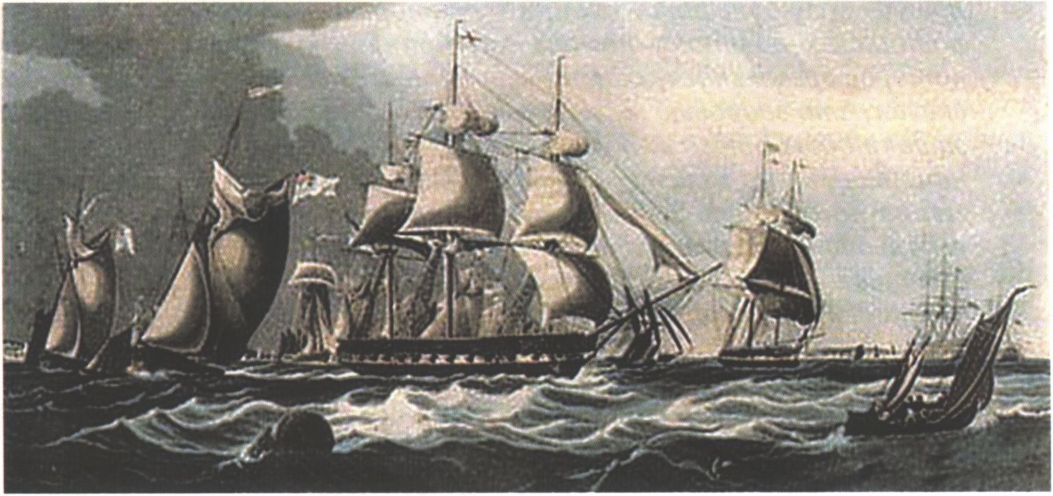 У. Хаггинс. Яхта достопочтимого лорда Ярборо, 351 тонна, на пути из Спитхеда в Шервуд. Литография. 1835 г. Грав. К. Розенберг У. Хаггинс. Яхта достопочтимого лорда Ярборо, 351 тонна, на пути из Спитхеда в Шервуд. Литография. 1835 г. Грав. К. Розенберг