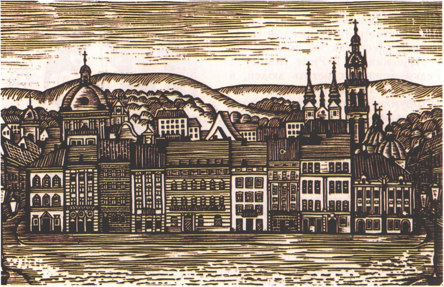 М. Барабаш. Площадь Рынок (Львов). Гравюра М. Барабаш. Площадь Рынок (Львов). Гравюра