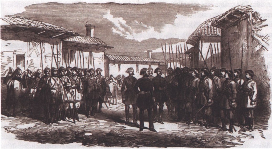 Садык-паша встречает казаков-доброволъцев из Добруджи в Шумле, 1854 г. Садык-паша встречает казаков-доброволъцев из Добруджи в Шумле, 1854 г.