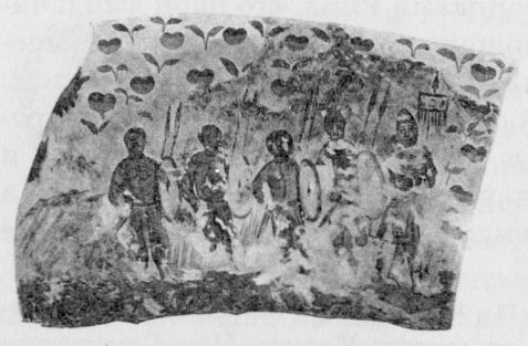 Боспорский военный отряд. Фрагмент росписи Стасовского склепа. II в. н. э. по М.И. Ростовцеву Боспорский военный отряд. Фрагмент росписи Стасовского склепа. II в. н. э. по М.И. Ростовцеву