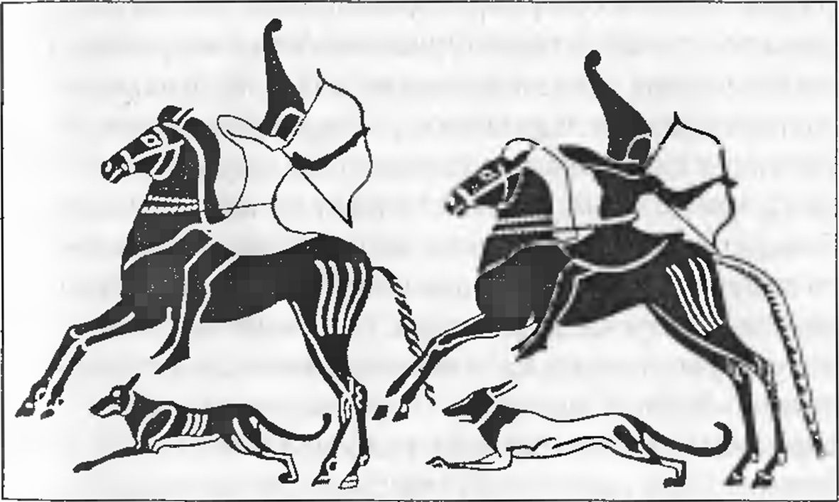 Изображение киммерийских всадников на этрусской вазе Изображение киммерийских всадников на этрусской вазе