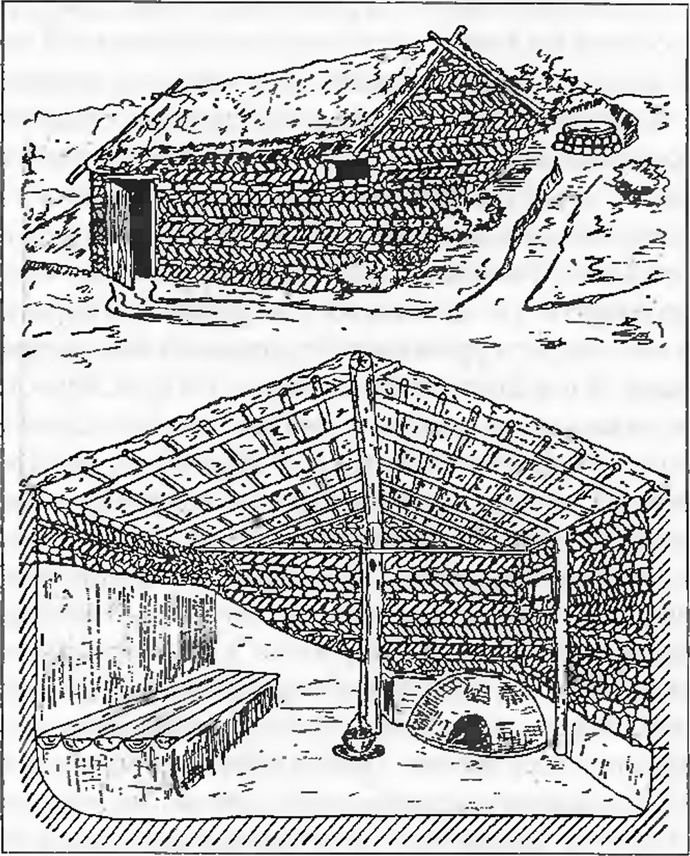 Полуземлянка на поселении Тау-Кипчак (реконструкция И. Баранова) Полуземлянка на поселении Тау-Кипчак (реконструкция И. Баранова)