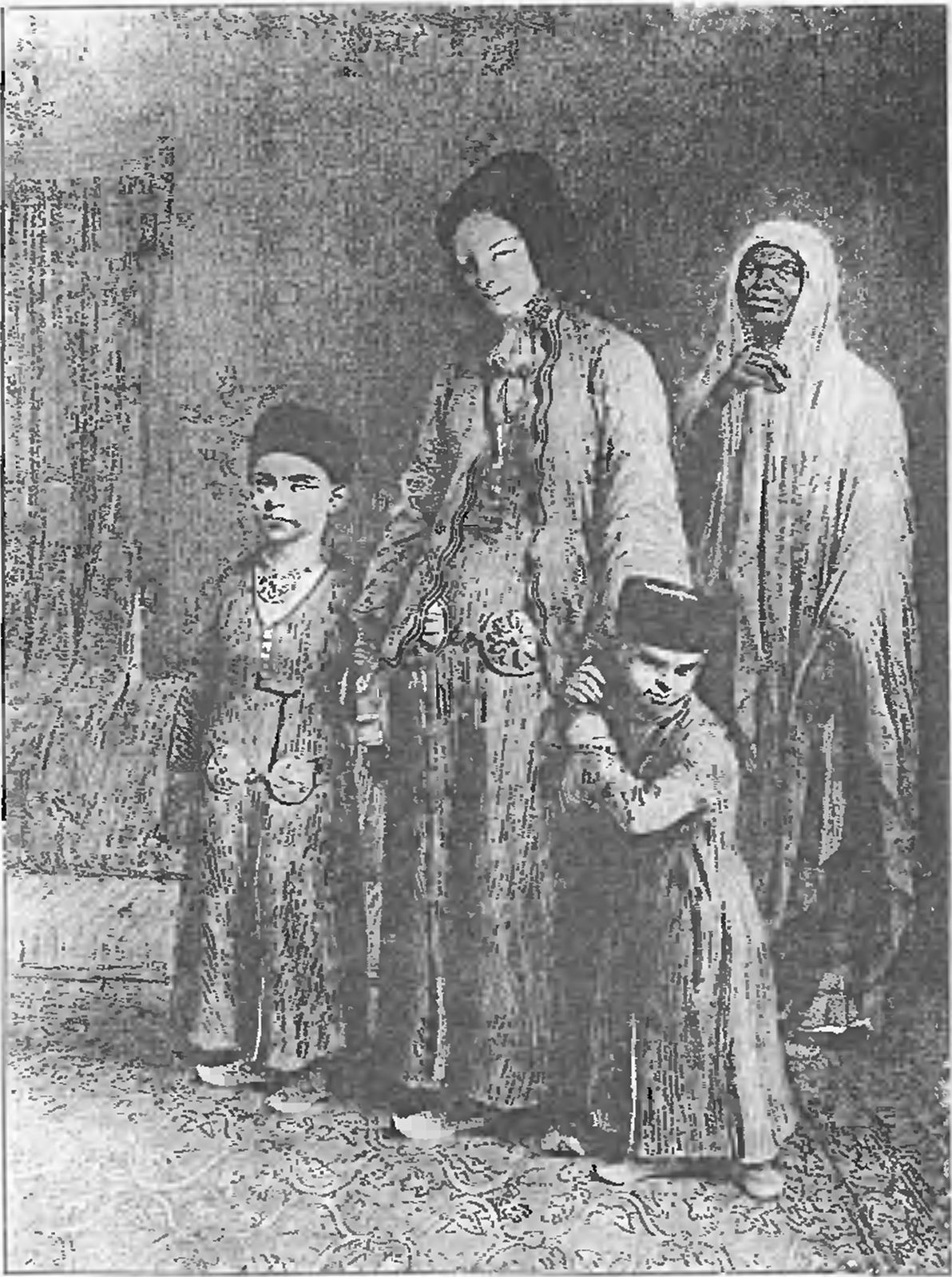 Огюст Раффе. Караимская женщина с детьми. Чуфут-Кале, 1837 г