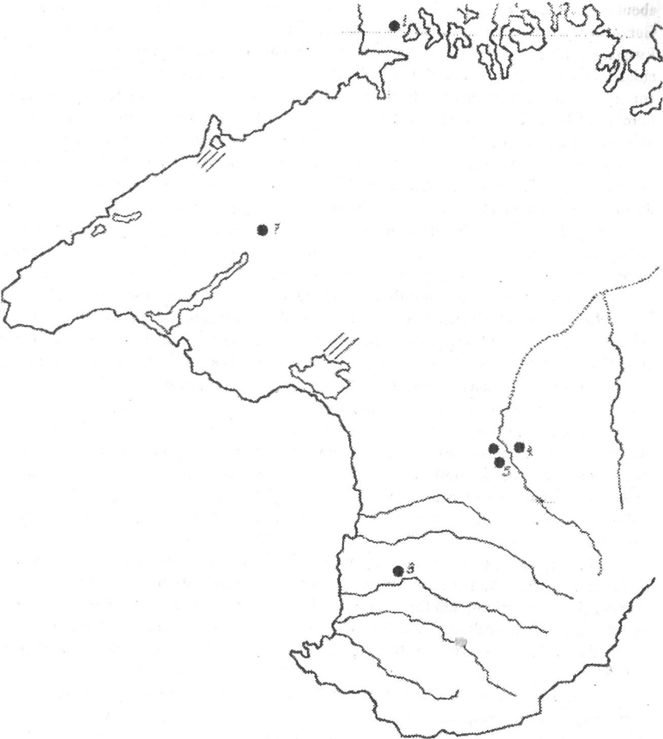 Карта I. Основные памятники скифского времени и рвы Восточного Крыма. А — погребения в курганах. 1 — Филатовка, 2 — Темир-Гора, 3 — курган Кулаковского, 4 — Симферопольский «Золотой» курган, 5 — курганы группы Дорт-Оба и Талаевский курган, 6 — курганный некрополь Нимфея, 7 — Кара-Меркитский (Ак-Мечетский) курган. 8 — курганный некрополь Пантикапея: курганы «Патиниоти», Куль-Оба, Третий «Змеиный», Баксинский, Кекуватского, Павловский и др., 9 — Аккайский курганный некрополь, 10 — Акташский курганный некрополь. Б — могильники из каменных ящиков. 13 — Стоячий камень, 14 — могильники Казантипского полуострова, 15 — Куль-Тепе, 16 — могильники Мысырского плато, 17 — северный могильник Южно-Чурубашского поселения, 18 — мыс Такиль. В — грунтовые могильники. 11 — могильник Фронтовое I, 12 — могильник Приречное. Г— — Рвы и валы. 19 — Узунларский ров и вал, 20 — Акмонайский ров и вал. I — Территория распространения варварских поселений Федосийской группы; II — территория распространения варварских поселений Керченской группы Карта I. Основные памятники скифского времени и рвы Восточного Крыма. А — погребения в курганах. 1 — Филатовка, 2 — Темир-Гора, 3 — курган Кулаковского, 4 — Симферопольский «Золотой» курган, 5 — курганы группы Дорт-Оба и Талаевский курган, 6 — курганный некрополь Нимфея, 7 — Кара-Меркитский (Ак-Мечетский) курган. 8 — курганный некрополь Пантикапея: курганы «Патиниоти», Куль-Оба, Третий «Змеиный», Баксинский, Кекуватского, Павловский и др., 9 — Аккайский курганный некрополь, 10 — Акташский курганный некрополь. Б — могильники из каменных ящиков. 13 — Стоячий камень, 14 — могильники Казантипского полуострова, 15 — Куль-Тепе, 16 — могильники Мысырского плато, 17 — северный могильник Южно-Чурубашского поселения, 18 — мыс Такиль. В — грунтовые могильники. 11 — могильник Фронтовое I, 12 — могильник Приречное. Г— — Рвы и валы. 19 — Узунларский ров и вал, 20 — Акмонайский ров и вал. I — Территория распространения варварских поселений Федосийской группы; II — территория распространения варварских поселений Керченской группы