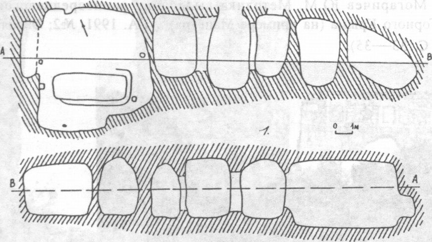 Рис. 38. Мангуп. Усыпальницы над Главными воротами. План Рис. 38. Мангуп. Усыпальницы над Главными воротами. План