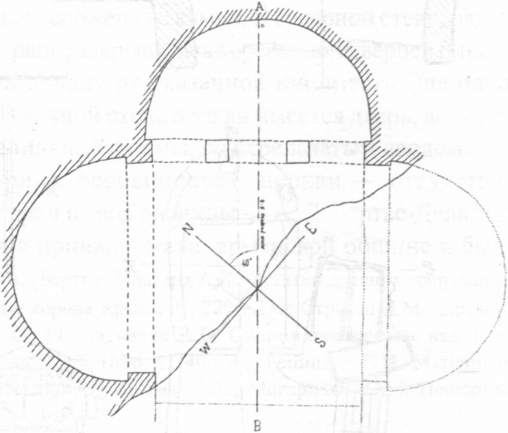 Рис. 9. «Храм Вознесения» (по материалам Инкерманской экспедиции 1937 г). План Рис. 9. «Храм Вознесения» (по материалам Инкерманской экспедиции 1937 г). План