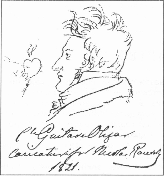 Густав Олизар. Рисунок Н.Н. Раевского-младшего Густав Олизар. Рисунок Н.Н. Раевского-младшего