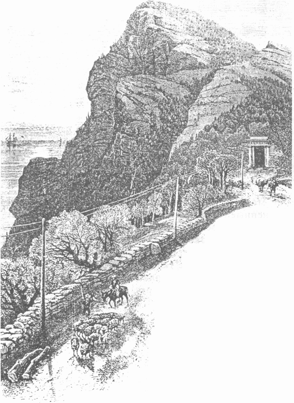 Байдарские ворота и дорога. Гравюра 1892 г