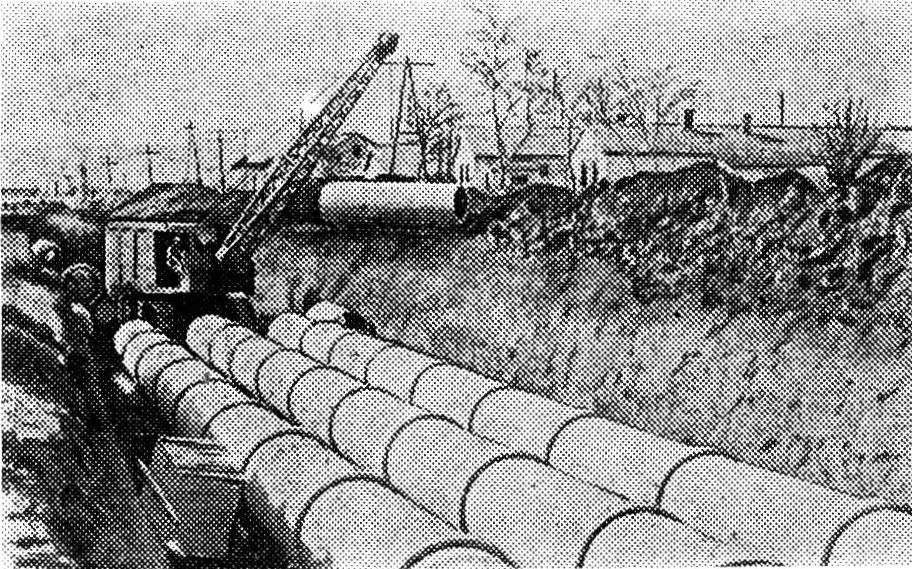 Строительство Салгирской оросительной системы. Укладка труб Строительство Салгирской оросительной системы. Укладка труб