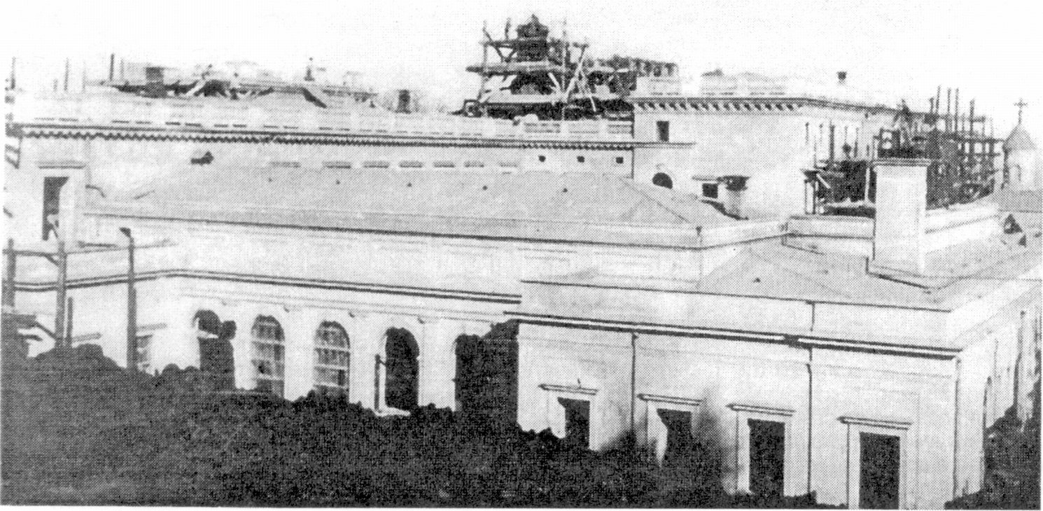 Строительство Ливадийского дворца. Вид сверху со стороны парадной столовой