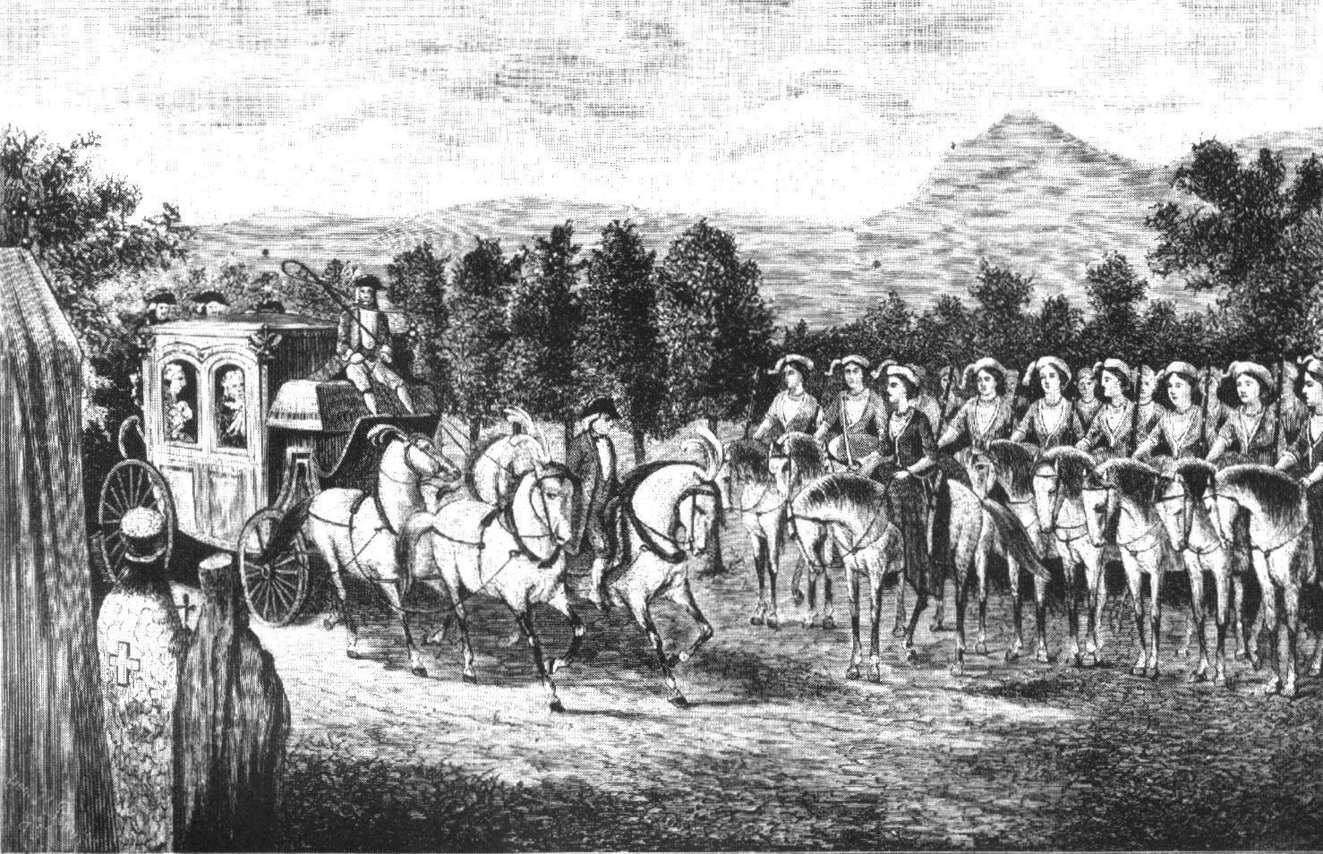 Встреча Екатерины II «амазонской ротой» вблизи Балаклавы в 1787 г. Встреча Екатерины II «амазонской ротой» вблизи Балаклавы в 1787 г.