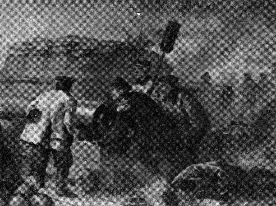 П.С. Нахимов наводит орудие на Малаховом кургане. С картины художника И. Прянишникова
