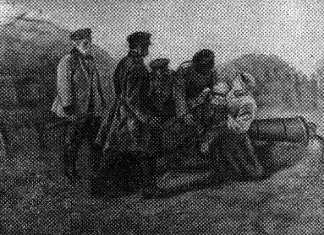 Ранение П.С. Нахимова. С картины художника В. Маковского