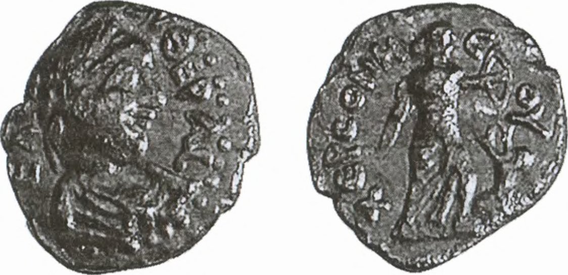 Изображение бога Херсонаса и Девы на монете. Херсонес. III в Изображение бога Херсонаса и Девы на монете. Херсонес. III в