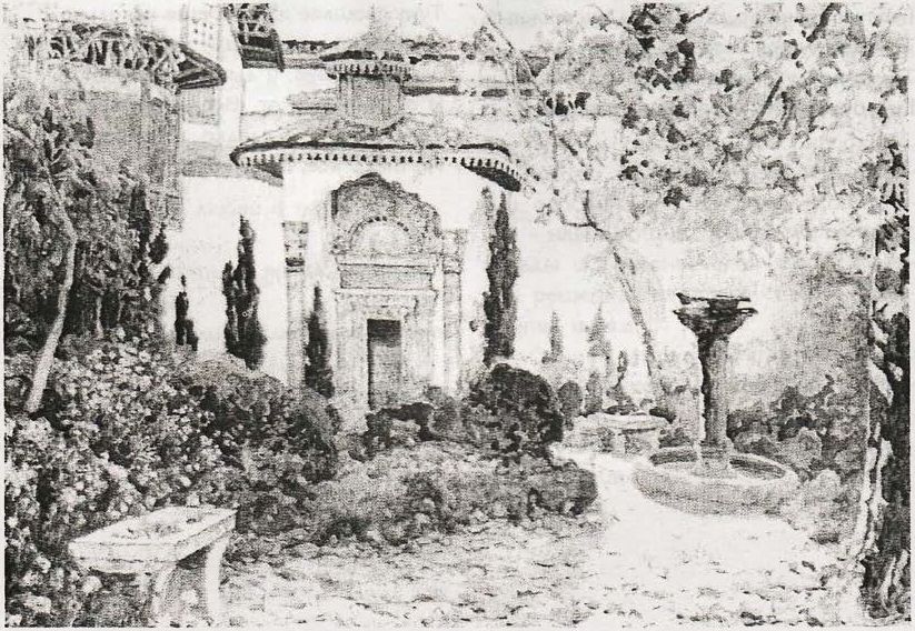 Посольский садик осенью. Дворец в Бахчисарае. В.К. Яновский Посольский садик осенью. Дворец в Бахчисарае. В.К. Яновский